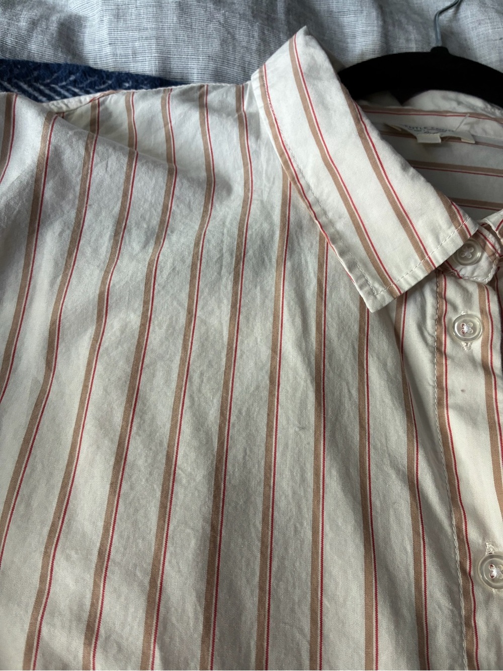 Gentle Fawn Cream 100% Cotton Button-Up Shirt with light Brown and pink Stripes - Picture 3 of 5